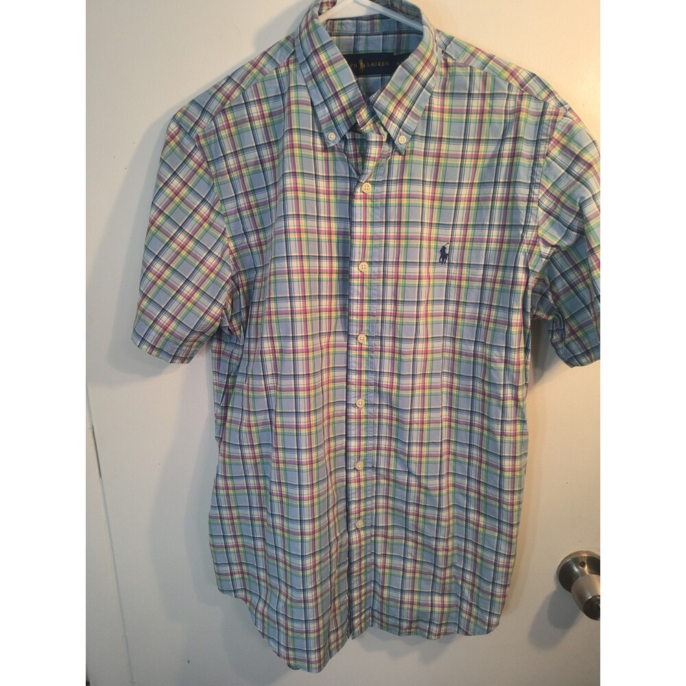 Polo Ralph Lauren Men's Medium M Short Sleeve Plaid Button Down Shirt
